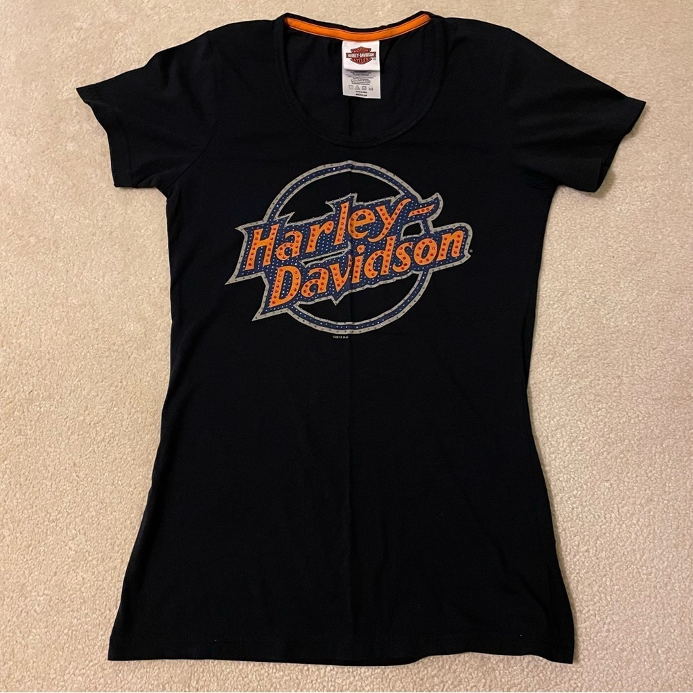 Harley-Davidson Y2K rhinestone tee-medium EUC
